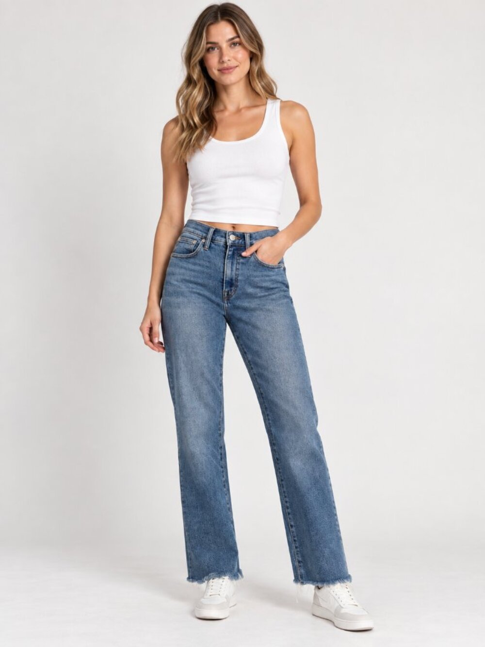 Madewell Blue Raw Hem Jeans